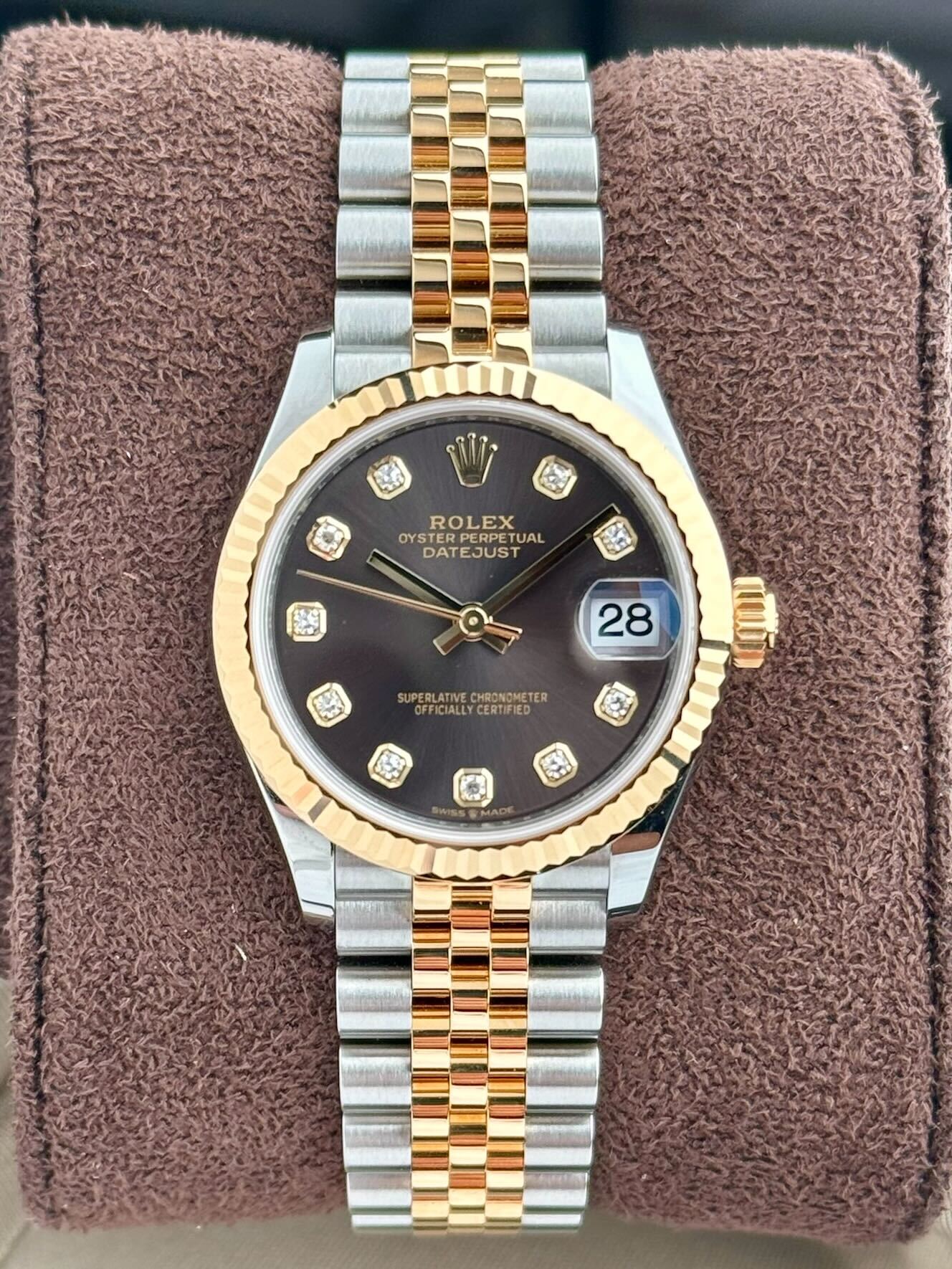 Rolex Date Just 31mm Brown Dial
