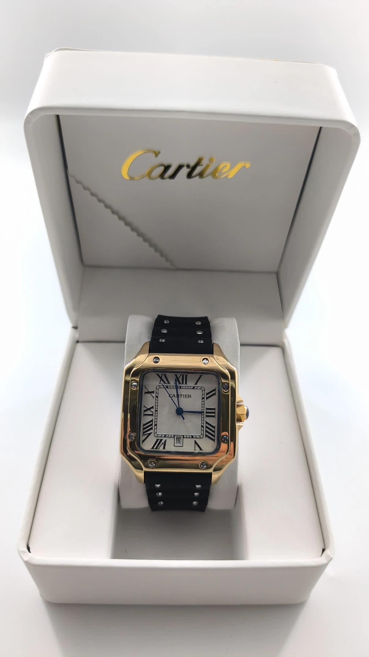 Cartier Dos Santos Gold Case White Dial