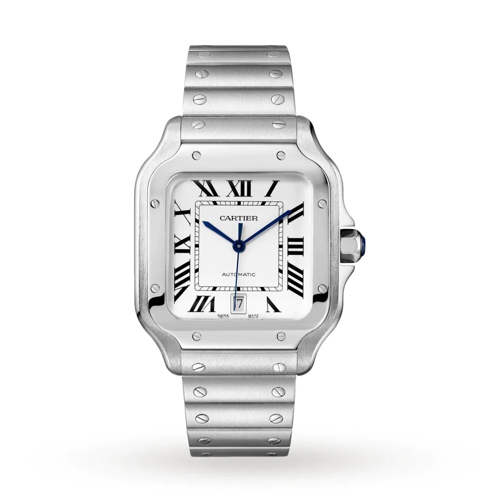 Cartier Santos Stahl 40 mm weißes Zifferblatt