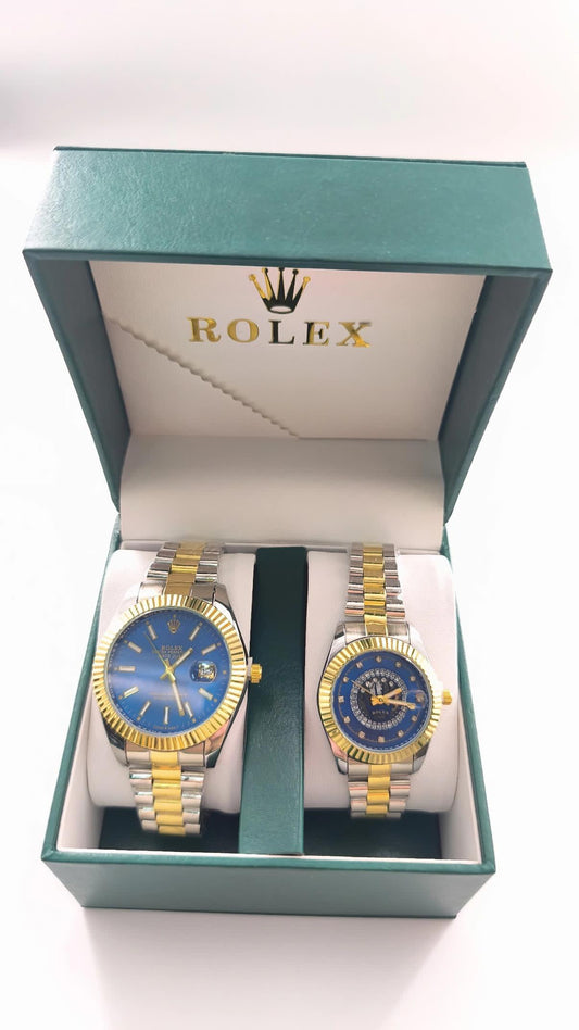 Rolex Datejust 2Tone Blue Dial Corona Dial SET
