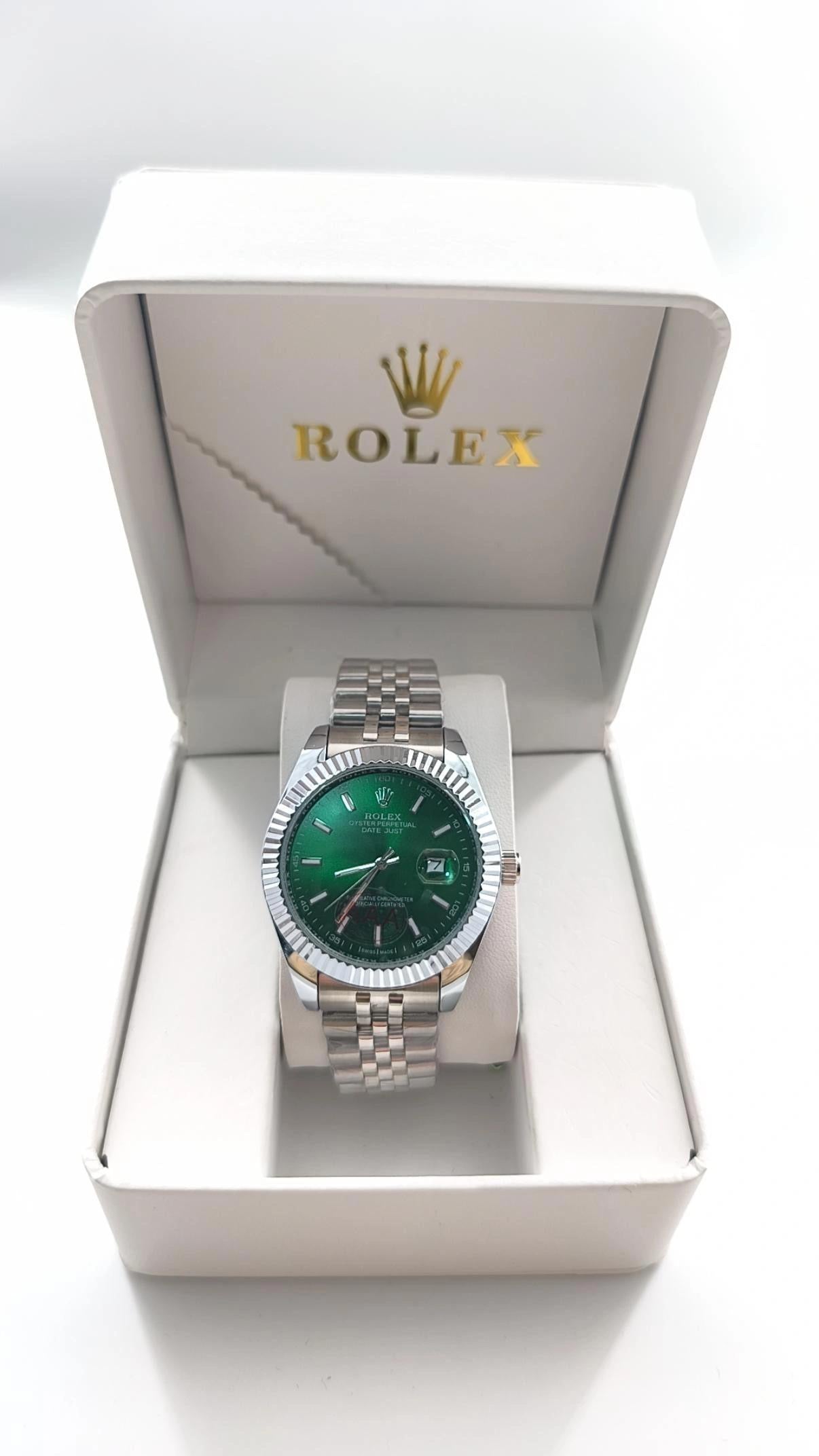 Rolex Datejust 36 mm Stahl und Weißgold mit mintgrünem Index Jubilee