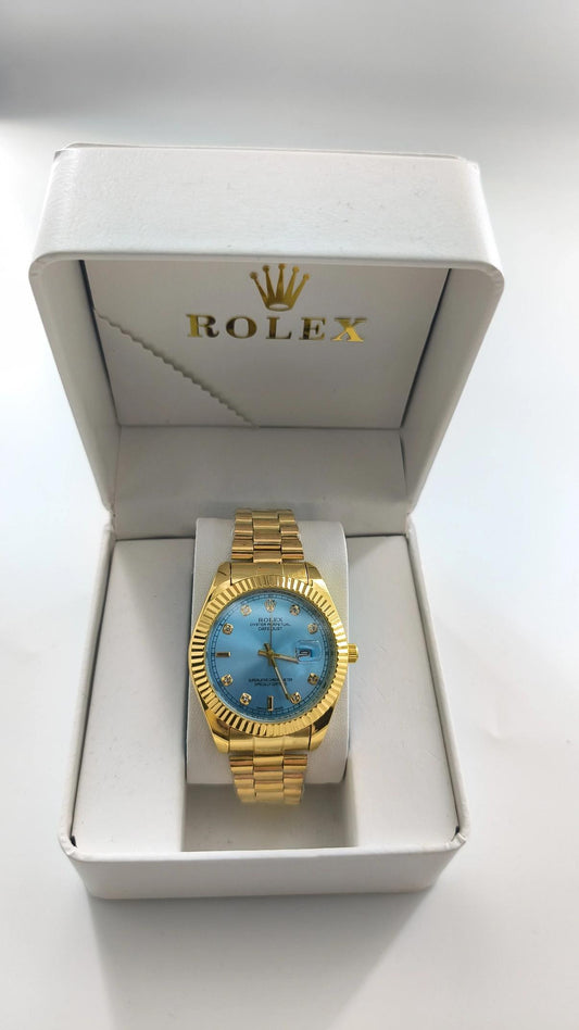 Rolex Datejust Gold Band Light Blue Dial