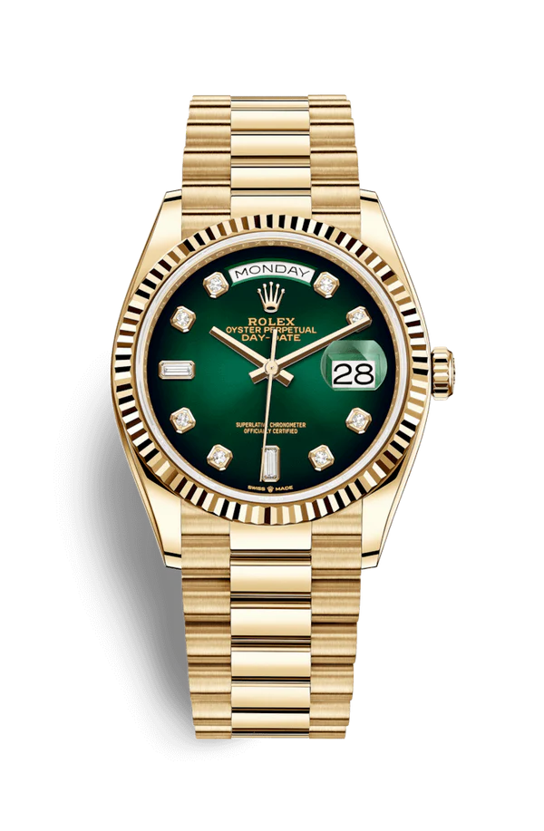 Rolex Day-Date 36mm Yellow Gold President Green Diamonds Dial