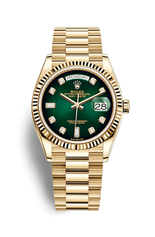 Rolex Day-Date 36mm Yellow Gold President Green Diamonds Dial