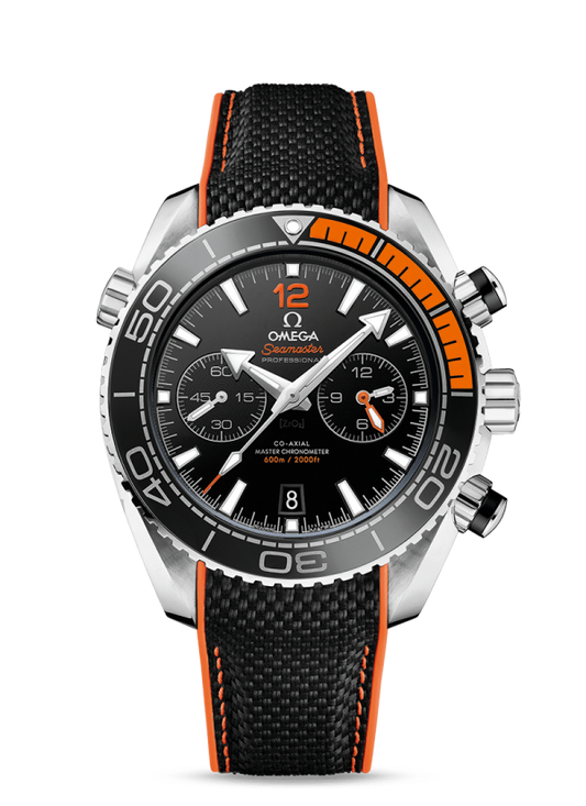 Ωmega Planet Ocean 600M CoAxial Master Chronograph Black Orange Strap 45.5mm