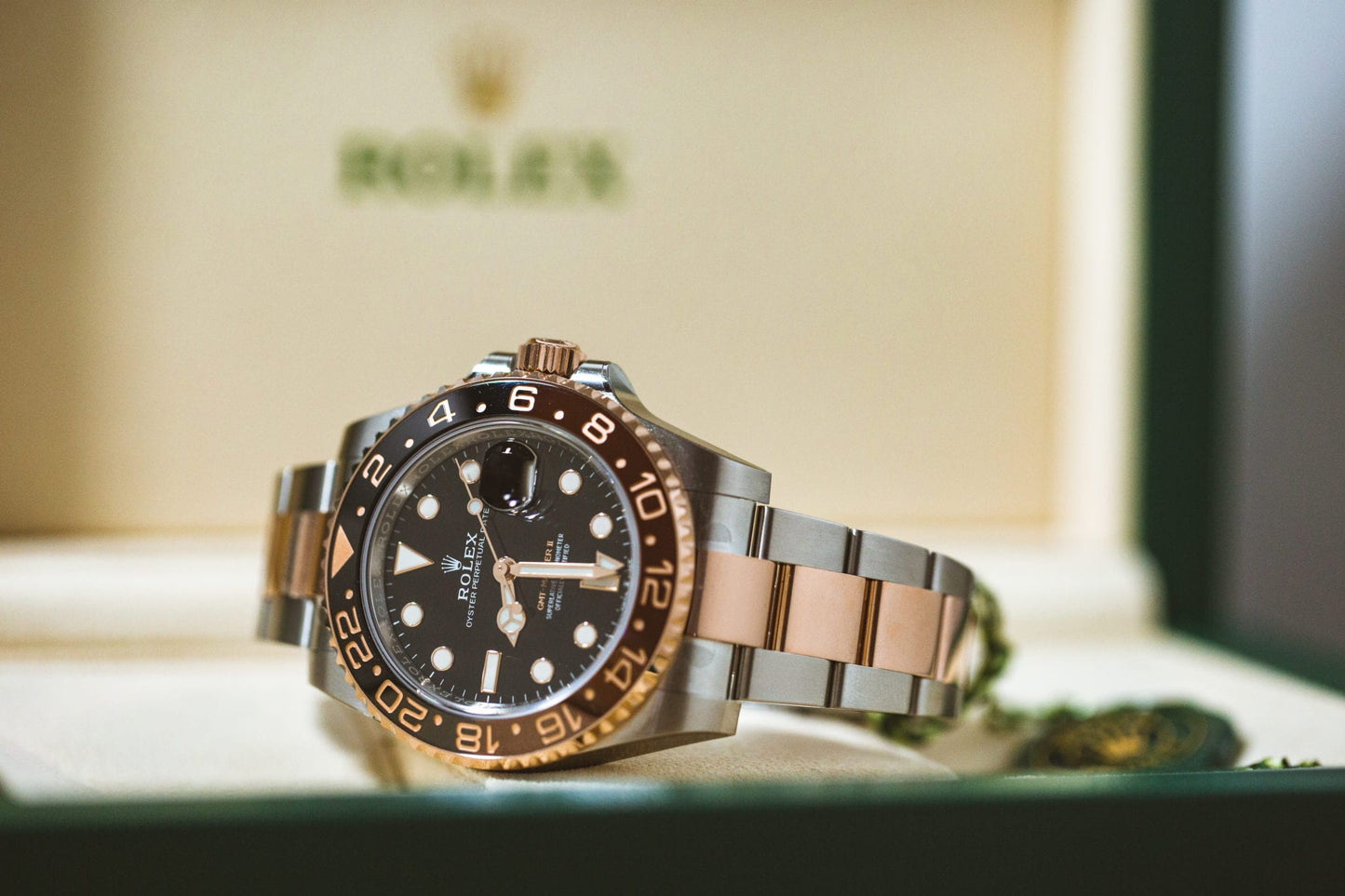 GMT master Rootbeer Rose Gold two tone