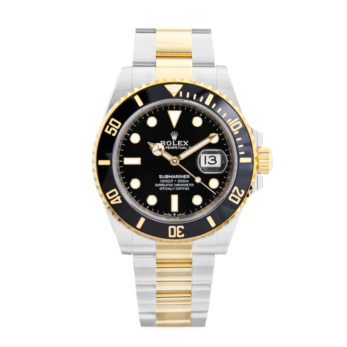 Rolex Submariner Date 2 Tone Yellow Gold Black Dial